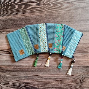 Periodentasche aus Cord (Breitcord) mit passendem Baumwollstoff im Boho-Stil / Kosmetiktasche / Kopfhörertasche / Bindenetui / Tampontasche