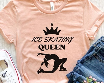 Shirt koningin schaatsen, kunstschaatsster grafisch T-shirt, grappig cadeau schaatser