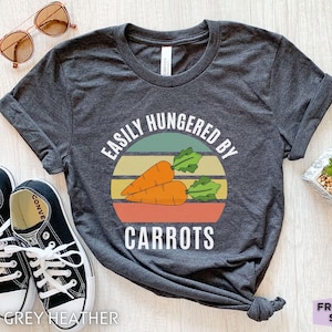 Carrot Graphic Tee, Retro Sunset Vegetable Shirt, Unisex Cotton Top
