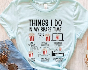 Maglietta divertente con popcorn, maglietta per la serata cinema per gli amanti degli snack, simpatica maglietta con grafica popcorn, idea regalo per il cinema, maglietta per gli amanti del cinema per lui o per lei
