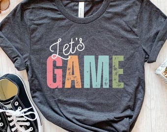 Camiseta Let’s Game / Camiseta con estilo gamer, Camiseta divertida con estampado Let’s Game, Regalo para gamers, Camiseta con estética gamer para chicas, Regalo para gamers