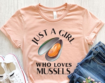 Mussel Shirt, Funny Mussel Tshirt, Mussel Gifts, Mussel Seafood, Girls Mussels T-shirt, Blue Mussel, Womens Mussel T Shirt, Green Mussel Tee