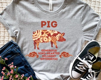 Year of the Pig Shirt, Chinese Zodiac Shirt, Lunar New Year Shirt, Chinese Astrology Shirt, Year of the Pig Gift, Gift For, Birthday Gift