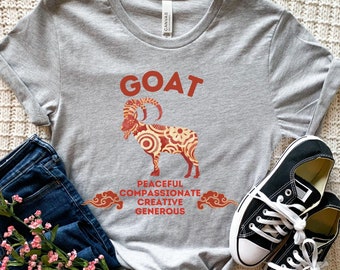 Year of the Goat Shirt, Chinese Zodiac Goat T-Shirt, Horoscope Birthday Gift, Goat Zodiac Tee, Year of the Goat Gift, Astrology Goat Shirt