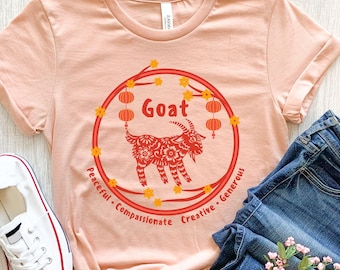 Year of the Goat Shirt, Chinese Zodiac Goat T-Shirt, Horoscope Birthday Gift, Goat Zodiac Tee, Year of the Goat Gift, Astrology Goat Shirt
