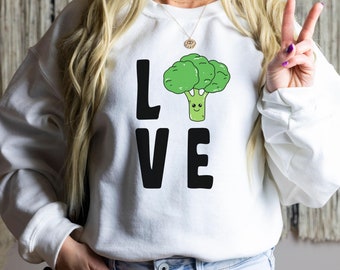 Broccoli Sweatshirt, Broccoli Sweater, Funny Broccoli Shirt, Broccoli Crewneck, Vegetable Sweatshirts, Vegan Shirt, Broccoli Gift For Her