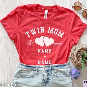 Twin Mom Shirt, Personalized Twin Mom Tee, Funny Mom of Twins Shirt, Twin Baby Shower Gift, Twin Pregnancy Reveal, Twin Announcement Tee