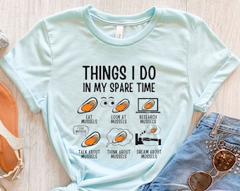 Mussel Shirt, Funny Mussel Tshirt, Mussel Gifts, Mussel Seafood Tee, Girls Mussels T-shirt, Blue Mussel, Mens Mussel T Shirt, Green Mussel