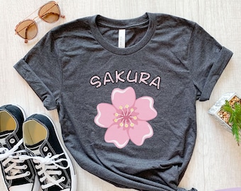 Camiseta con flor de cerezo, hermosa camiseta gráfica de Sakura para mujer, camiseta floral estética, atuendo de primavera perfecto y regalo para amantes de la naturaleza
