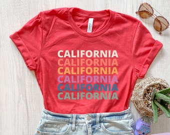 Californië-shirt, dames-T-shirt Californië, Californië geschenken, retro Californië kinder-T-shirt, staat Californië, Californië cadeau voor haar