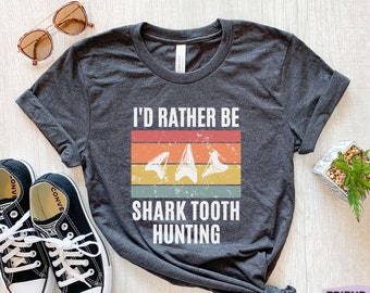 Shark Tooth Hunting Shirt, Shark Tooth Hunter T Shirt, Shark Tooth Hunting Gifts, Funny Shark Tooth Hunting Tshirt,Girls Shark Teeth T-Shirt