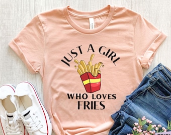 Maglietta con patatine fritte, Patatine fritte, Regalo con patatine fritte, Regalo con patatine fritte, Maglietta con patate, Maglietta per buongustai, Maglietta con cibo divertente, Regalo per lei, Maglietta per bambini, Fast food