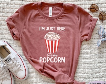 Maglietta con popcorn, maglietta divertente con popcorn, regali con popcorn, maglietta con popcorn per ragazze, regalo per la sua serata al cinema, amante del cinema, teatro, magliette con la squadra del cinema