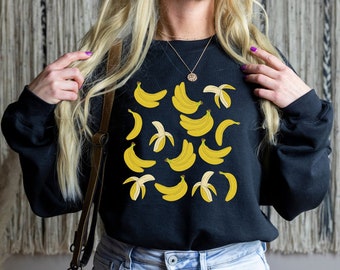 Bananen-Sweatshirt, Bananen Geschenke, Bananen-Themen-Pullover, lustiges Bananen-Shirt, Bananen-Crewneck, Bananenfrucht-Sweatshirt, Bananen-bedrucktes Shirt