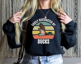 Sudadera de pato, Sudadera de cuello redondo de pato, Camiseta divertida de pato, Regalos de pato, Pato ánade real, Camiseta de pato, Camiseta de animales, Regalo para ella, Sudadera de pájaro