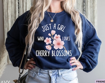 Kirschblüte Sweatshirt, Kirschblüten Geschenke, Blumen-T-Shirt, japanische Kirsche Pullover, Blumen-Shirt, Kirschblütenbaum, Cottagecore T-Shirt