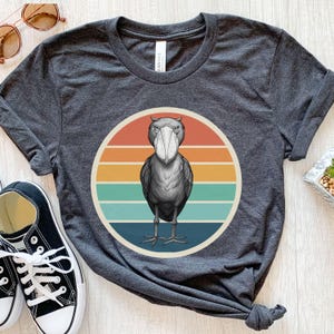Shoebill Shirt, Shoebill Gifts, Sunset Shoebill T-shirt, Shoe Billed Stork Shirt, Shoebill Tee, Whale headed Stork Shirt, Retro Bird Shirt