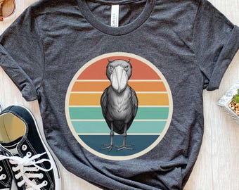 Shoebill Shirt, Shoebill Gifts, Sunset Shoebill T-shirt, Shoe Billed Stork Shirt, Shoebill Tee, Whale headed Stork Shirt, Retro Bird Shirt