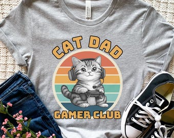 Cat Dad Shirt, Guys Gamer T-Shirt, Gamer Gifts, Gaming Gifts, Gifts For Him, Cat Dad Gifts, Gifts for Gamer, Gamer Boyfriend, Mens Cat Tee