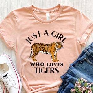 Camiseta de tigre, regalos de tigre, camiseta de tigre, camiseta de tigre para niños, camiseta de animales, camiseta de zoológico, solo una chica, tigre de Bengala, regalo para ella, camiseta de gran felino