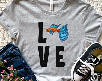 Guppy Fish Shirt, Guppy Tropical Fish T-shirt, Aquarium Hobby Shirt, Pet Fish keeper Gift, Guppies Tshirt, Fish Tank Shirt, Guppy Graphic