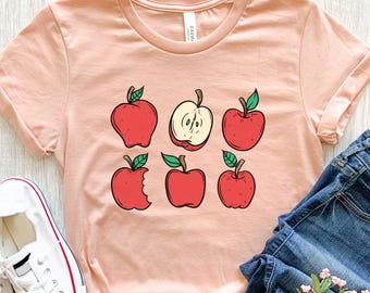 Apple-shirt, schattig appel-T-shirt, appel cadeau, appelboomgaard-T-shirt, appelpluk-T-shirt, appel-fruit-shirt, cadeau voor haar, appel kinder-T-shirt