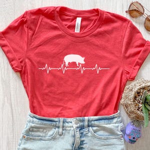 Pig Heartbeat Line Shirt, Funny Pig Shirt, Pig Lover Gifts, Kids Pig Tee, Cute Pig T-shirt, Farm Shirts, Gift For Pig Farmer, Pig Tshirt