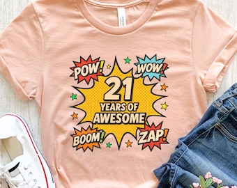 Camiseta de 21 cumpleaños, Camiseta de cumpleaños número 21, Regalo divertido para mayores de 21 años, Camiseta de 21 años, Camiseta de cumpleaños número 21 para ella, Camiseta retro de 21 años