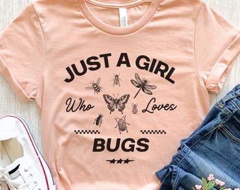 女の子用虫シャツ、昆虫シャツ、昆虫愛好家へのギフト、昆虫学シャツ、昆虫学者へのギフト、面白い虫Tシャツ、女の子用虫Tシャツ、子供用昆虫Tシャツ
