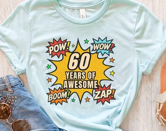 Camiseta de 60 cumpleaños, Camiseta de cumpleaños número 60, Regalo divertido para mayores de 60 años, Camiseta para mayores de 60 años, Camiseta de 60 cumpleaños para ella, Camiseta retro de 60 años