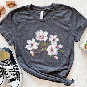 Magnolia Shirt, Magnolia Flower T Shirt, Magnolia Gift, Floral T-shirt, Magnolia Tshirt, Girls Flower Shirt, Magnolia Tree Tee, Cottagecore