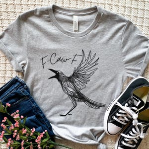F-Caw-F Lustiges Krähen-Shirt, schwarze Krähe Mondschein-Rabe Unisex T-Shirt, lustiges freches Raben-Liebhaber-Geschenk, Herbst-Art, Natur-inspiriert, Raben-T-Shirt