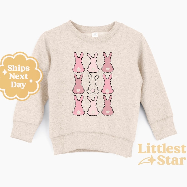 Bunny Rabbit Children's Sweatshirt - Pink Bunny Cotton Tail Kids Crewneck - Easter Graphic Sweater For Toddlers