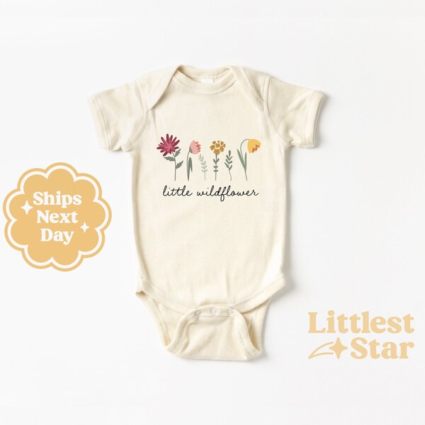 Little Wildflower Onesie®, Flower Bodysuit, Natural Baby Onesie®, Baby Girl Clothes, Cute Baby Clothes, Boho Baby Girl, Baby Shower Gift