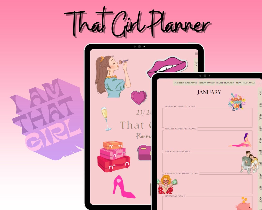 That Girl Digital Planner, Pink Edition, 2024 Planner, Fitness Planner ...
