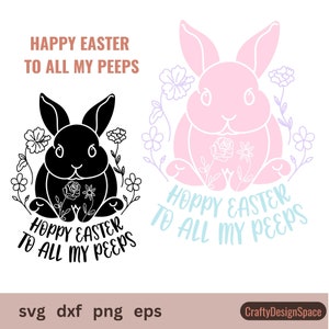 Peep into Spring: Playful &quot;Happy Easter&quot; Lettering (svg, dxf, eps, png, jpg)