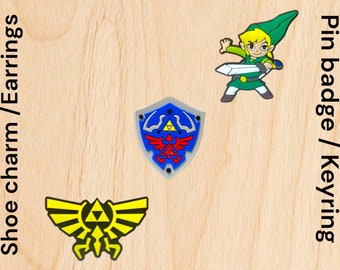Zelda / zelda  keyring , Zelda Pin Badge / Zelda shoe charm / magnet