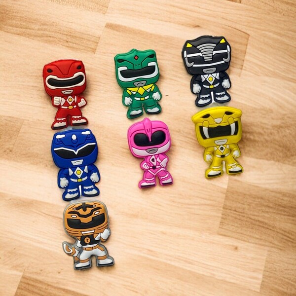 Lot De 7 Charmes Pour Chaussures Power Rangers - Multicolore, Pour Filles, Résistant à L'eau