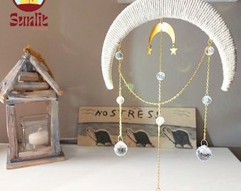 Crystal Moon Suncatcher | Moon Phase Suncatcher | Celestial Suncatcher | Crystal Suncatcher | Boho Window Hanging Decoration | Gift for Mom