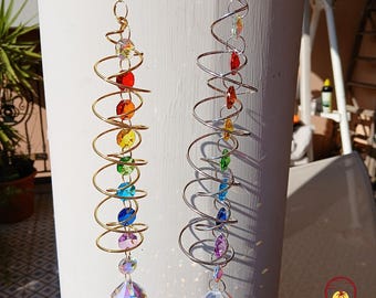 7 Chakra Crystal Suncatcher | Natural Chakra Stones | Boho Window Hanging Decor | Agathe Healing Stones | Healing Crystal Suncatcher