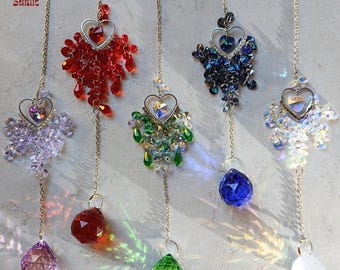 Crystal Suncatcher Set 5 | Heart Crystal Suncatcher | Heart SunCatcher Rainbow Maker | Valentines Gift | Romantic Art | Valentines Gift