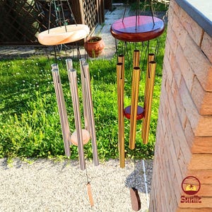 Wooden Wind Chime with Metal Tube | Harmonic Deep Tone | Essential Outdoor Decor | Garden Hanging Decor | Musical Sensory