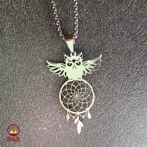 Owl Bird Pendant Necklace | Owl Necklace | Metal Owl Bird Necklace | Bird Themed Jewellery | Spiritual Jewelry Gift | Boho Bird Watcher Gift