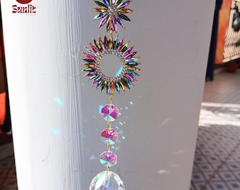 Rainbow Crystal Suncatcher | Crystal Ball Suncatcher | Star Suncatcher Ornament | Boho Rainbow Prism | Boho Window Hanging Light Catcher