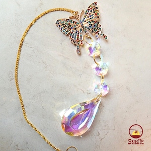 Crystal Butterfly Suncatcher | Car Accessories | Crystal Pendant Suncatcher | Metallic Butterfly Suncatcher | Fairycore Crystal Suncatcher