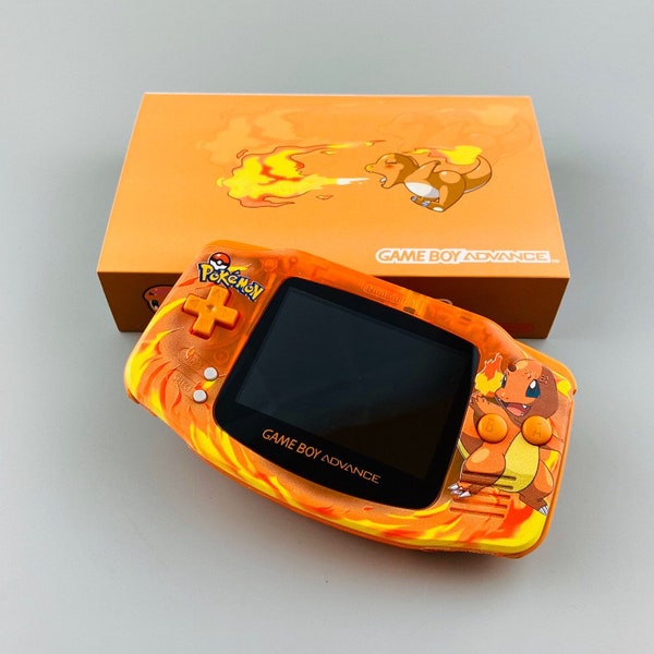 Game Boy Advance Custom Charmander Edition with IPS 2.0 and Collection Box