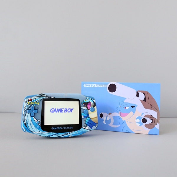 Game Boy Advance Custom Blastoise Edition with IPS 2.0 and Collection Box