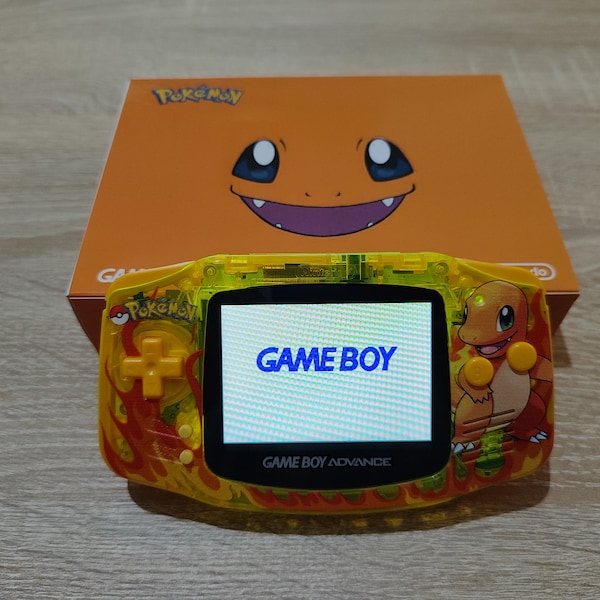 Game Boy Advance Custom Charmander Edition with IPS 3.0 and Collection Box