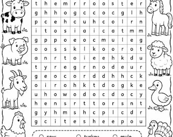 Farm Animal Word Search