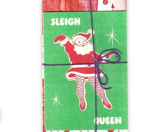 SLEIGH QUEEN / Carte et enveloppe pliables pour les Fêtes / Risogravure / Weinachtskarten